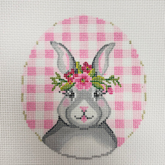 Bunny w/ Flower Crown on Pink Gingham