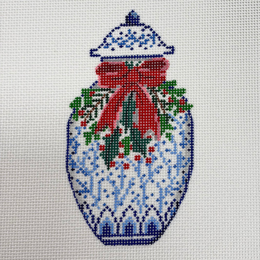 CHINOSSERIE GINGER JAR WITH BOW& HOLLY