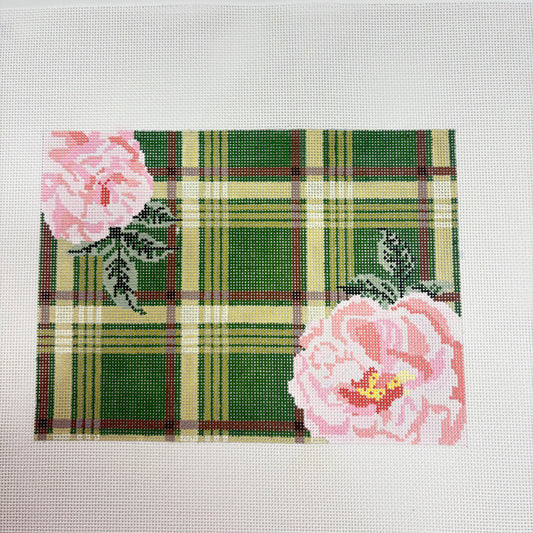GREEN PLAID WITH FLOWERS