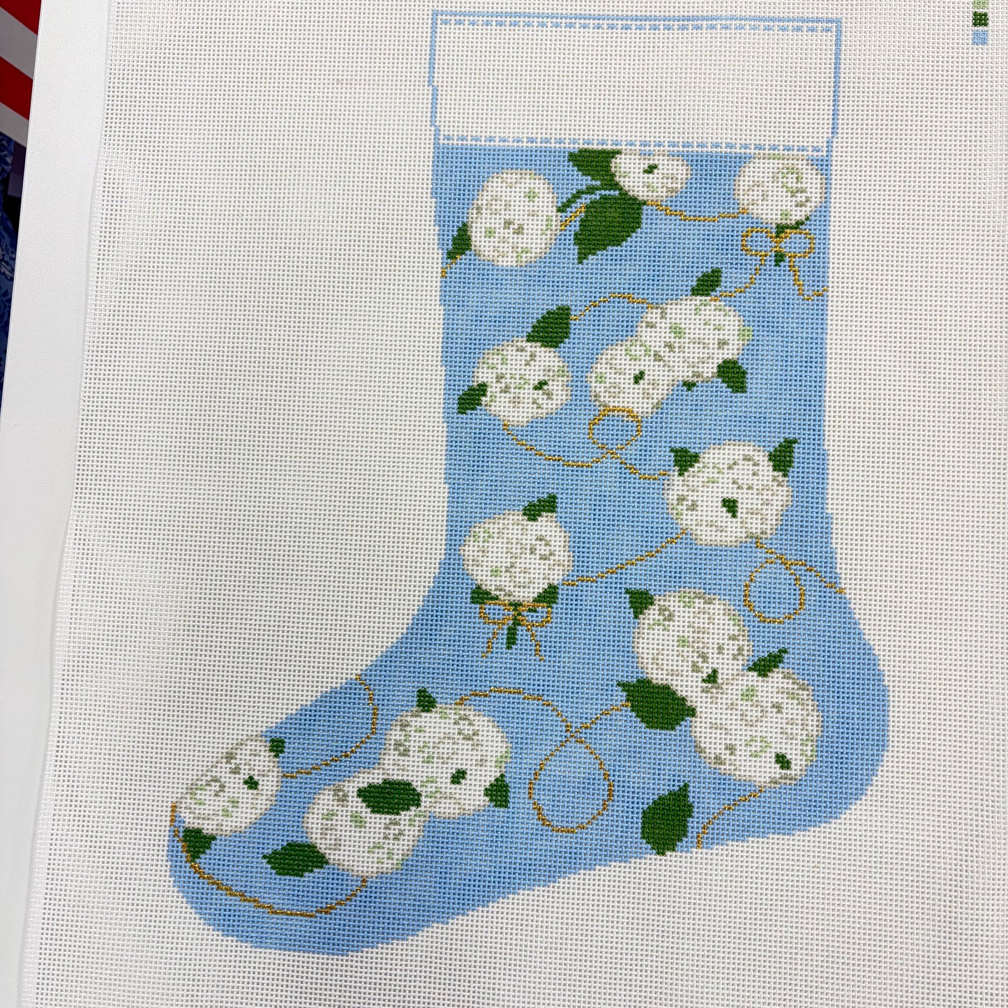 Hydrangea Stocking - Blue