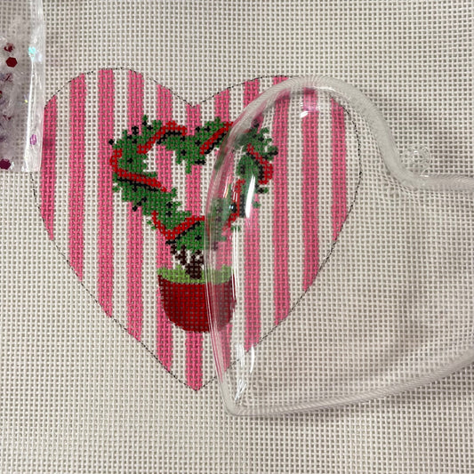 Heart Shaped Globe - Heart Topiary Pink Stripes