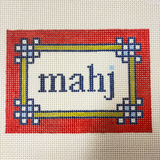 MAHJONG FLORAL CORNER- RED, NAVYN& OLIVE