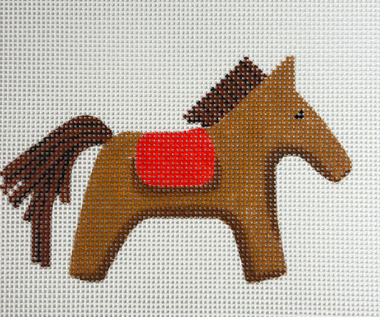 HERMES HORSE WITH SADDLE-BROWN & ORANGE