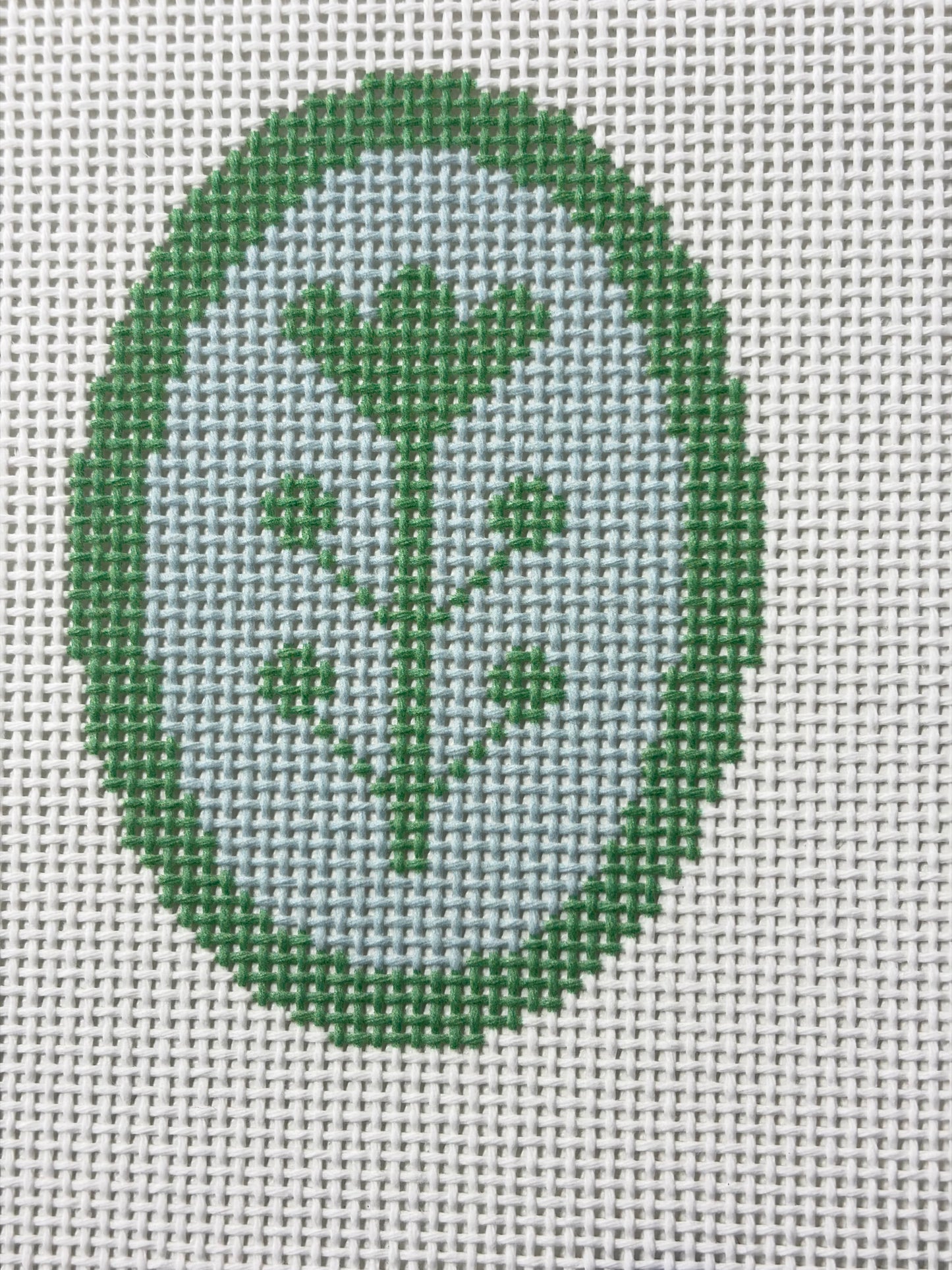 Blue & Green Block Print Flower B- Oval