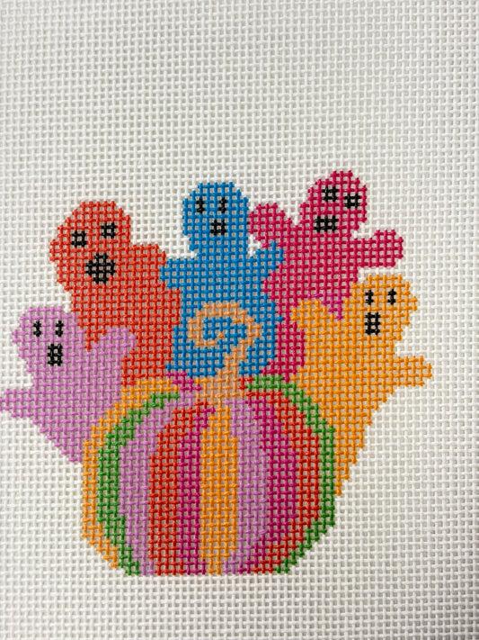 Colorful Ghosts with Pumpkin