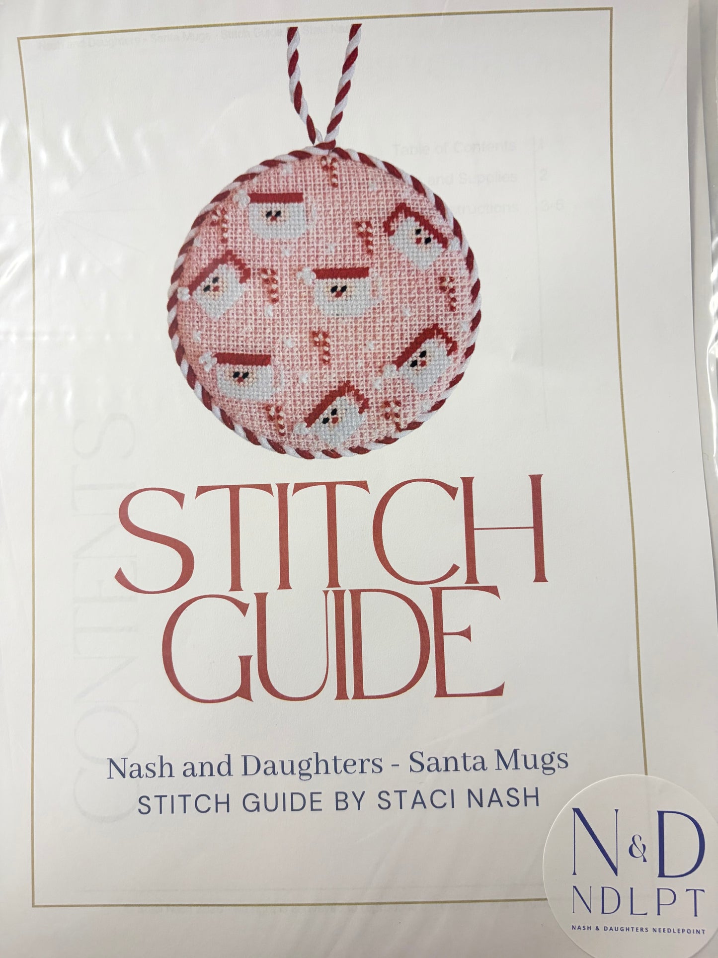 Stitch Guide- Pink Santa Mugs Round Ornament (ND-11)