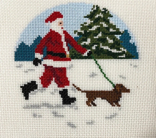 Dog Walking Santa - Dachshund