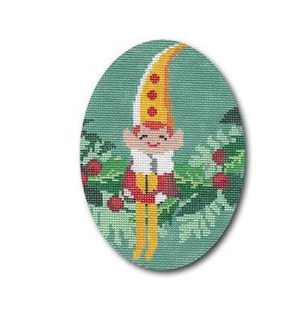 Elf Sitting on Wreath