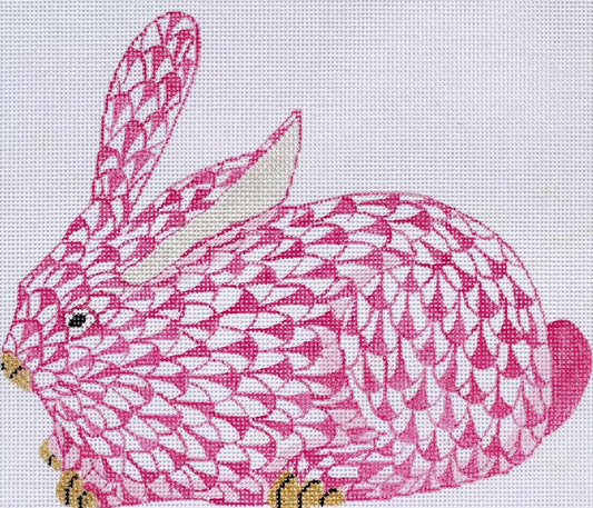 Herend Inspired Fishnet Bunny (Pink)