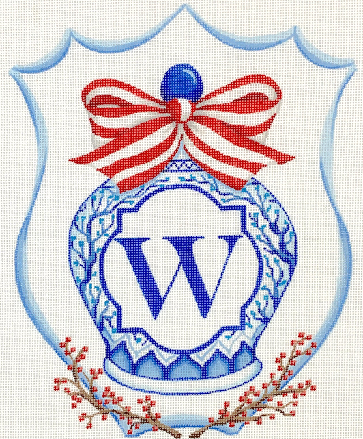 Chinese Vase with Blue and Red Bow