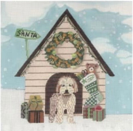 Christmas Dog in Kennel