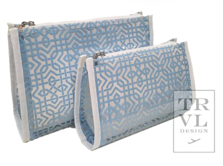 Blue Lattice Clear Pouch