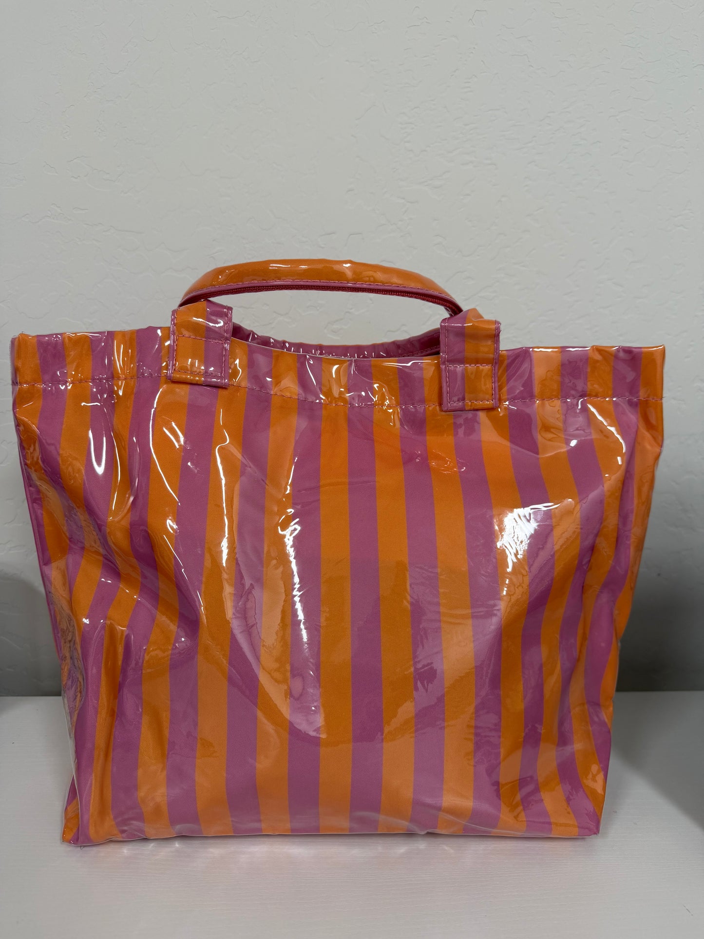 Stripped Color - Waterproof Beach Bag - Yellow & White / Pink & Orange / Pink & Green