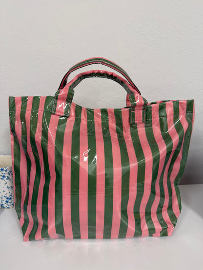 Stripped Color - Waterproof Beach Bag - Yellow & White / Pink & Orange / Pink & Green