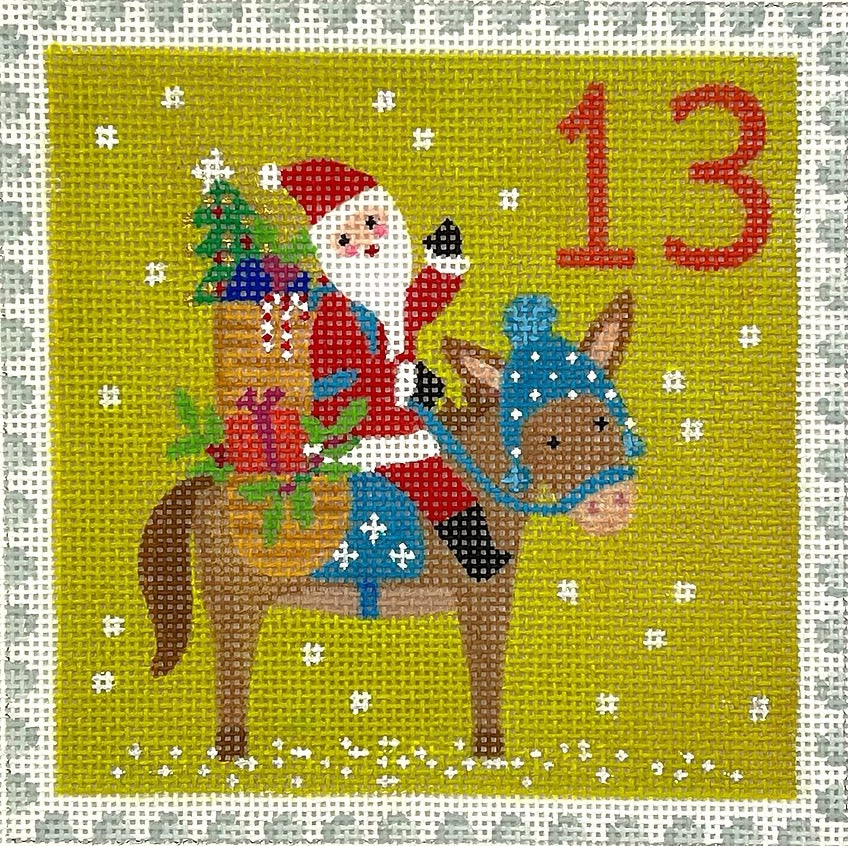 ADVENT STAMP #13- SANTA ON DONKEY