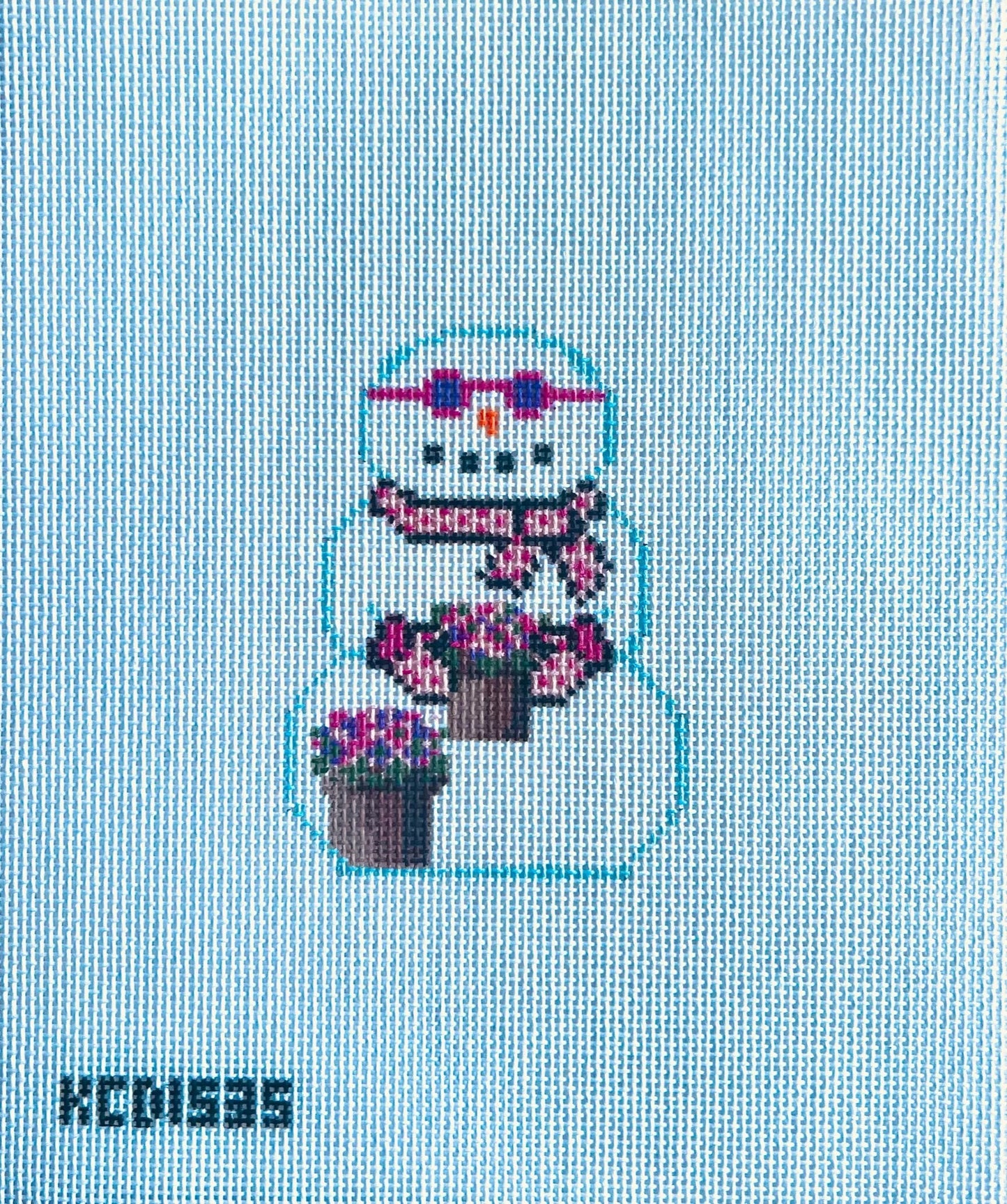 Snowman w/ Pink Flowers