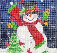 Snowman with Green Mittens