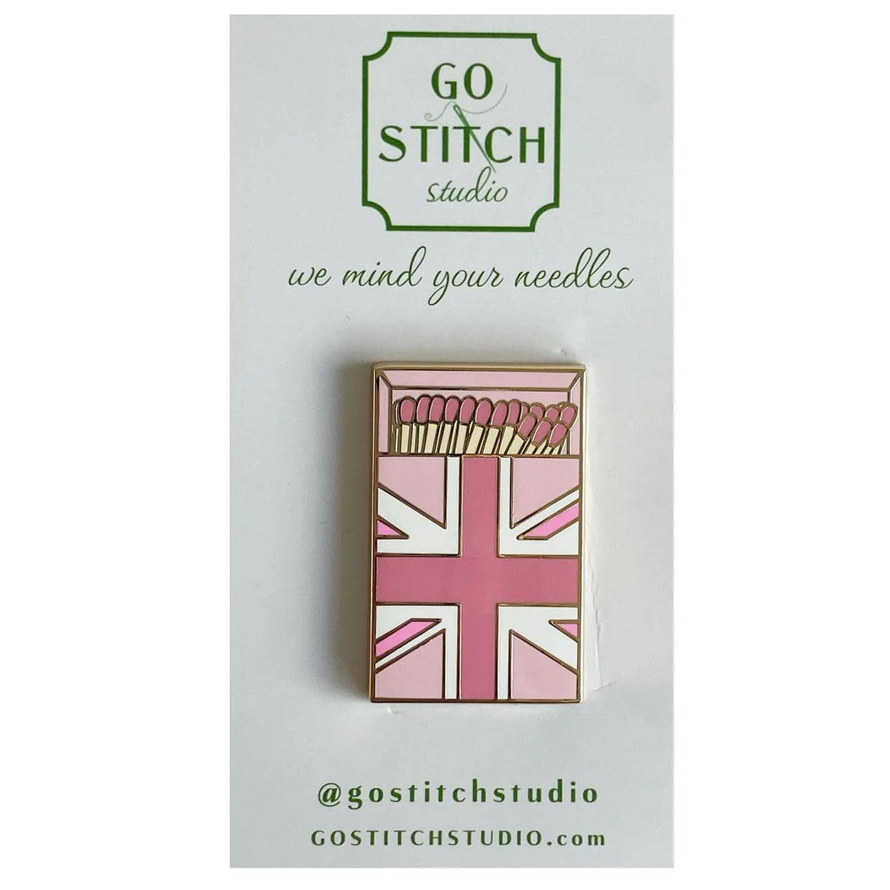 Pink British Flag Matchbox Needle Minder
