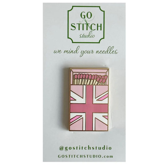 Pink British Flag Matchbox Needle Minder