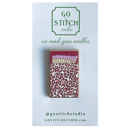 Pink Leopard Print Matchbox Needle Minder