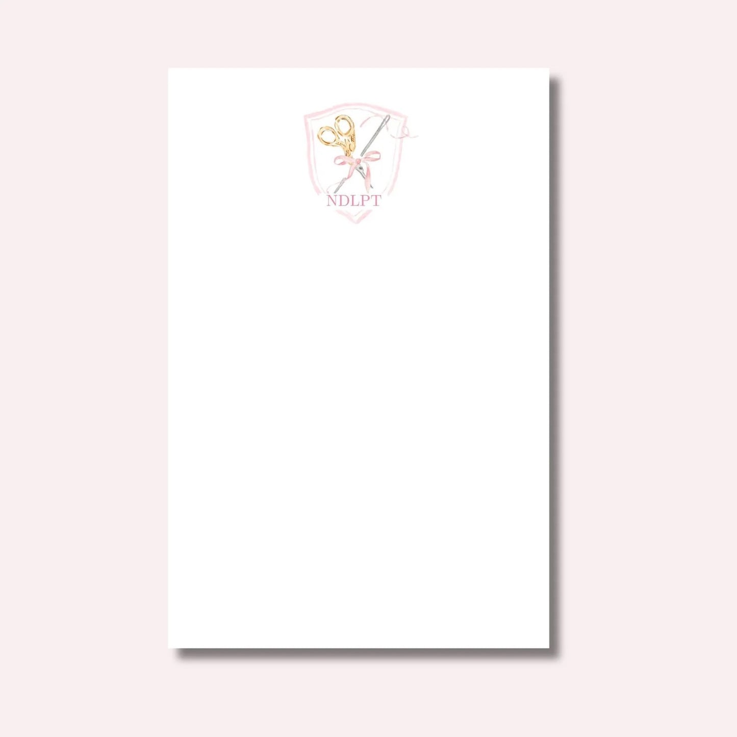 Watercolor Needlepoint Crest Notepad 5.5" x 8.5"