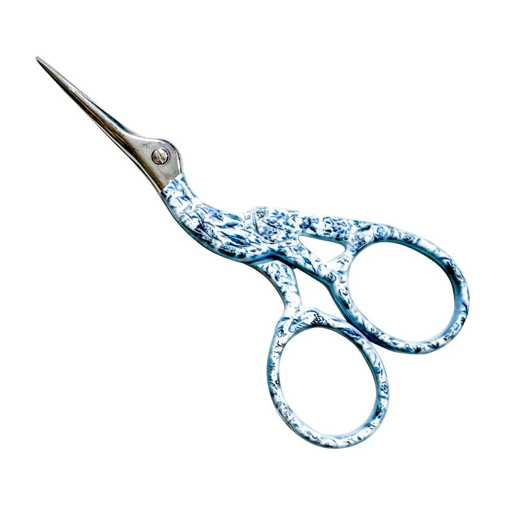 Needlepoint Print Crane Scissors (Blue)
