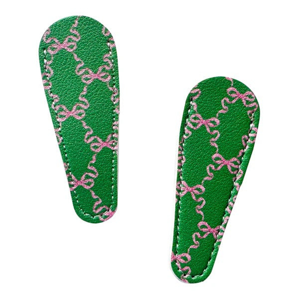 Leather Scissor Case - Green Hannah Bow