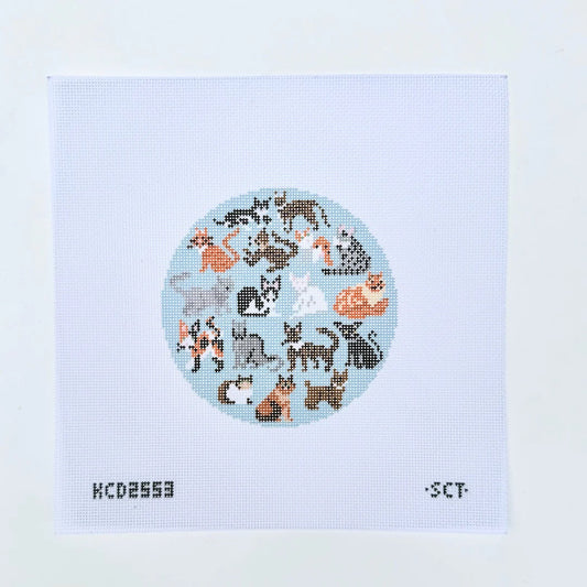 Blue Cat Round Printed