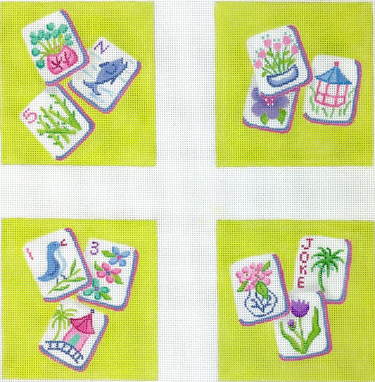 Mahjong Tile Coasters - Chinoiserie