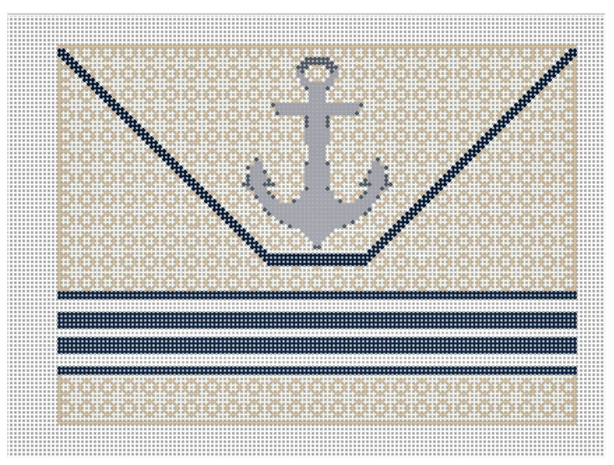 Silver Anchor Raffia Clutch