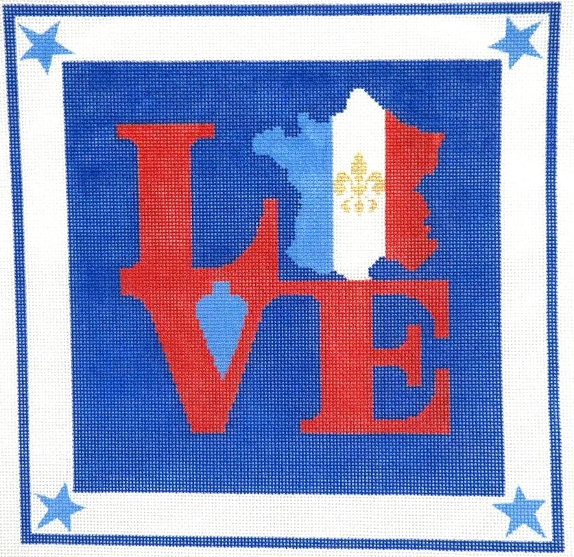 ROBT. INDIANA STYLE LOVE W/ FRENCH FLAG MAP